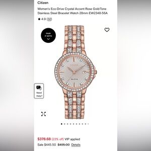 Citizen Rose Gold-Tone Crystal Bracelet Ladies Watch with Silver Dial